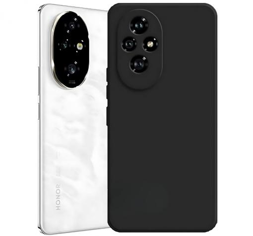 Силиконов калъф / кейс / за Honor 200 Pro - черен гръб със защита за камерата