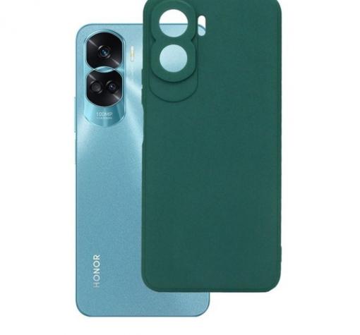 Силиконов калъф / гръб / кейс TPU Silicone Soft Cover case за Honor 90 Lite 5G - тъмнозелен със защита за камерата