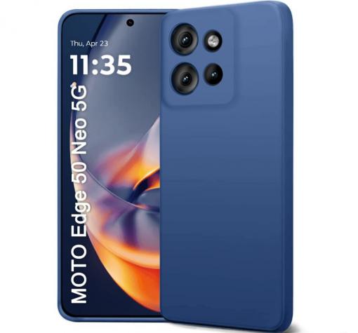 Силиконов калъф / кейс / за Motorola Edge 50 Neo - тъмносин гръб със защита за камерата