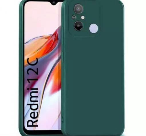 Луксозен силиконов калъф / гръб / TPU кейс 1.8-2 мм за Xiaomi Redmi 12C - тъмнозелен кейс със защита за камерата