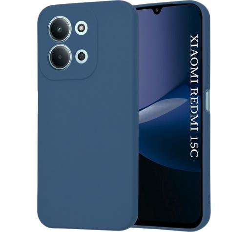Силиконов калъф / кейс / Nano TPU Case за Xiaomi Redmi 15C - тъмносин гръб със защита за камерата