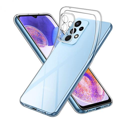 Луксозен силиконов калъф / гръб / TPU кейс 2.0mm за Samsung A23 4G / 5G - прозрачен със защита за камерата