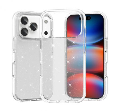 Луксозен силиконов калъф / кейс / Crystal Case TPU за Apple iPhone 17 Pro (6.3) - прозрачен / брокат