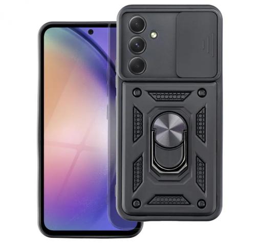 Удароустойчив гръб TPU кейс Slide Camera Case Magnetic Finger Ring Car Holder за Samsung A54 5G - черен