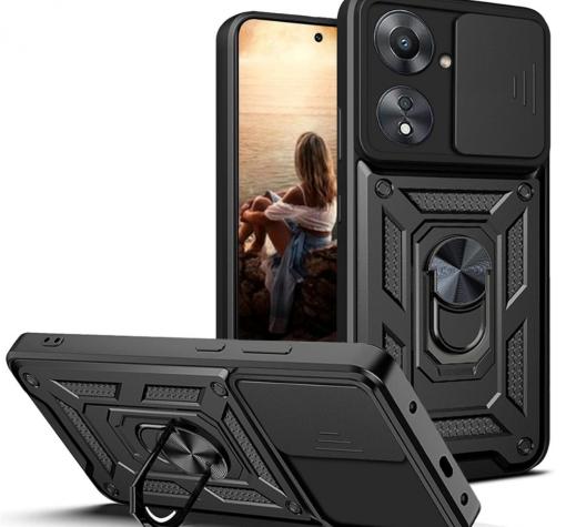 Силиконов твърд гръб TPU кейс Slide Camera Case Magnetic Finger Ring Car Holder за Xiaomi Redmi 13C 4G