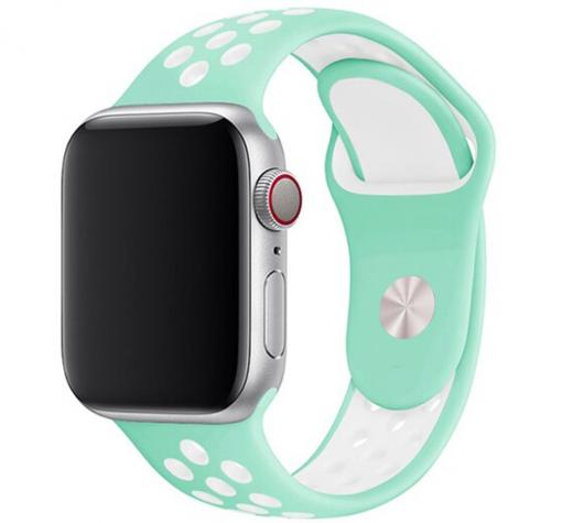 Силиконова каишка на дупки за Apple Watch 38мм / 40мм - мента