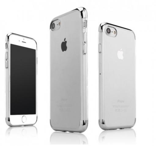 Луксозен ултра тънък силиконов калъф / гръб / TPU Ultra Thin Shining Case за Apple iPhone 7 - прозрачен / сребрист кант