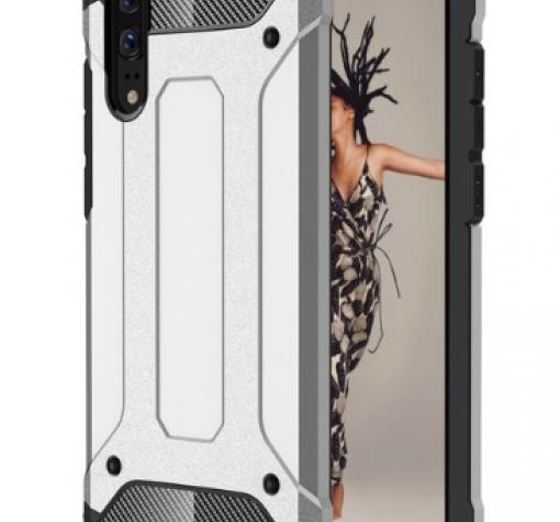 Силиконов гръб TPU Spigen Hybrid с твърда част за Huawei P20 - сребрист