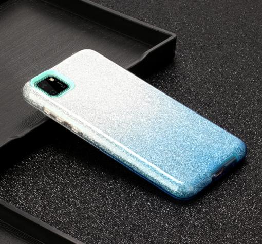 Силиконов калъф / гръб / TPU за Xiaomi Redmi 9C - преливащ / сребристо и синьо / брокат