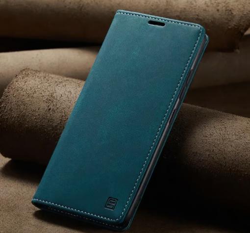 Луксозен кожен калъф Flip тефтер Autspace със стойка за Huawei Pura 70 Ultra - тюркоаз