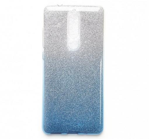 Силиконов калъф / гръб / TPU за Xiaomi Redmi 9 - преливащ / сребристо и синьо / брокат
