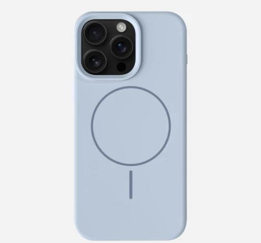 Луксозен гръб / кейс / Silicone Case с безжично зареждане MagSafe за Apple iPhone 16e - светло син