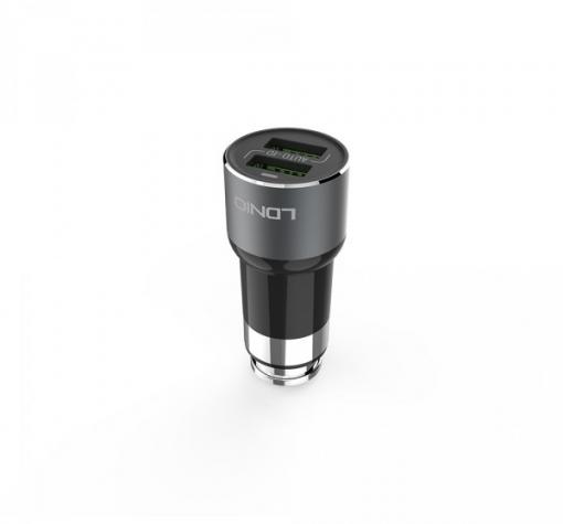 Зарядно за кола LDNIO C303 / DC 12V -24V / с 2 USB порта 3.6A за Apple iPhone 5 / iPhone 5S / iPhone SE / iPhone 6 / iPhone 6 Plus / iPhone 7 - черно и графит