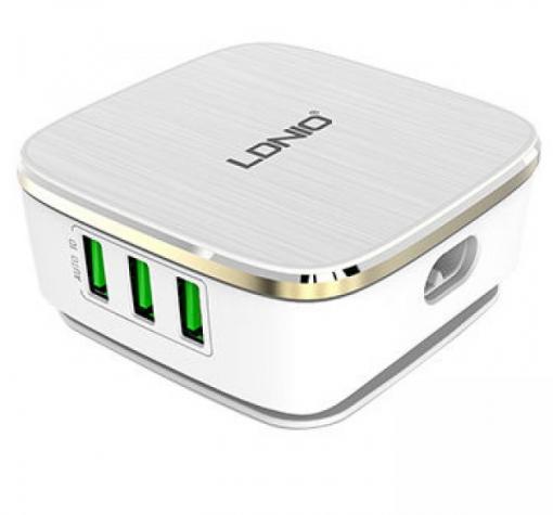 Универсално зарядно устройство LDNIO A6704 220V с 6 USB порта 5V / 7А за Samsung , Apple , LG , HTC , Sony, Nokia, Huawei , ZTE, BlackBerry и др. - бяло и златисто