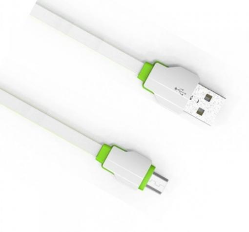 Оригинален USB кабел LDNIO Micro USB Cable LS-04 за Samsung, LG, HTC, Sony, Lenovo и други - бяло и зелено / 1 метър