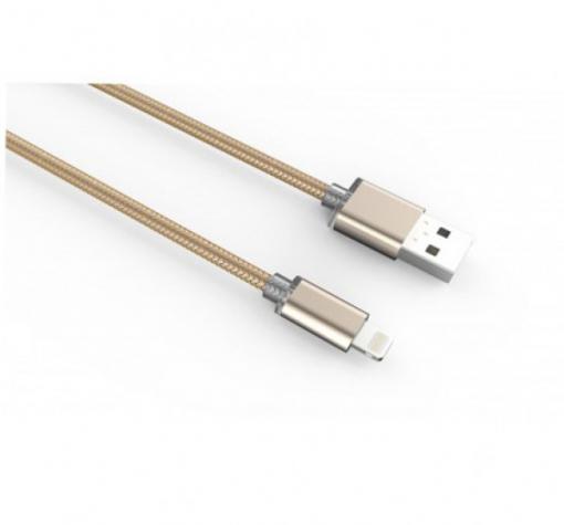Оригинален USB кабел LDNIO LS-08 за Apple iPhone 5 / iPhone 5S / iPhone SE / iPhone 6 / iPhone 6 Plus / iPhone 7 - златен / кръгъл
