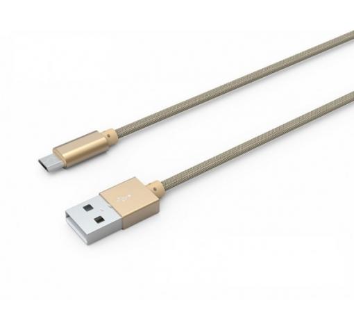 Оригинален USB кабел LDNIO Micro USB Cable LS-08 за Samsung, LG, HTC, Sony, Lenovo и други - златен / кръгъл