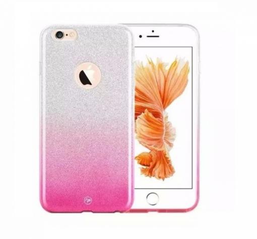 Луксозен силиконов калъф / гръб / TPU ENSIDA Gradient за Apple iPhone 7 - сребристо и розово / преливащ / брокат