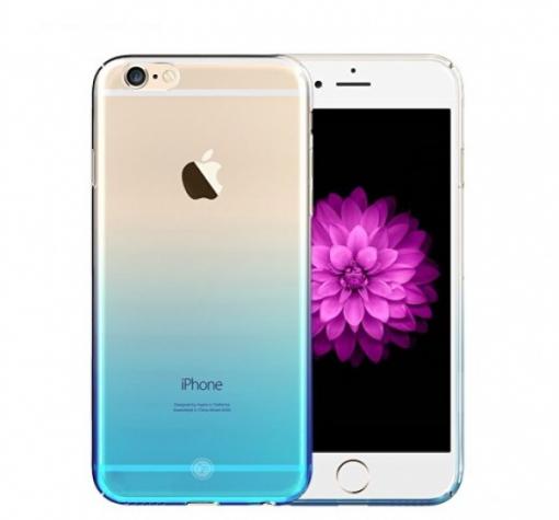 Луксозен силиконов калъф / гръб / TPU FSHANG Rainbow за Apple iPhone 7 - прозрачен със синьо / преливащ