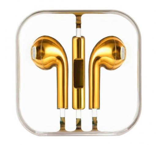 Стерео слушалки Metallic 3.5mm за смартфон - златисти