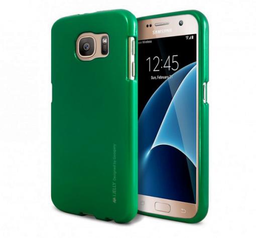 Луксозен силиконов калъф / гръб / TPU MERCURY i-Jelly Case Metallic Finish за Samsung S7 Edge G935 - зелен