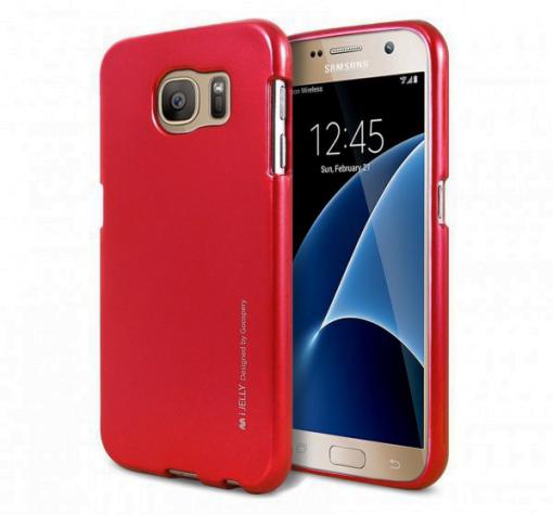 Луксозен силиконов калъф / гръб / TPU MERCURY i-Jelly Case Metallic Finish за Samsung S7 Edge G935 - червен