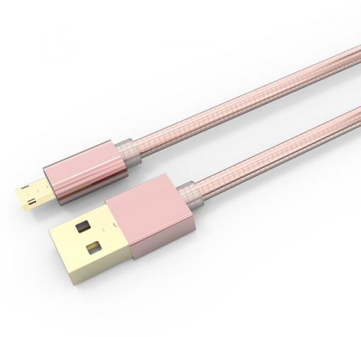 Оригинален USB кабел LDNIO Micro USB Cable LS-24 Type-C за Samsung, LG, HTC, Sony, Lenovo и други - Rose Gold / метален