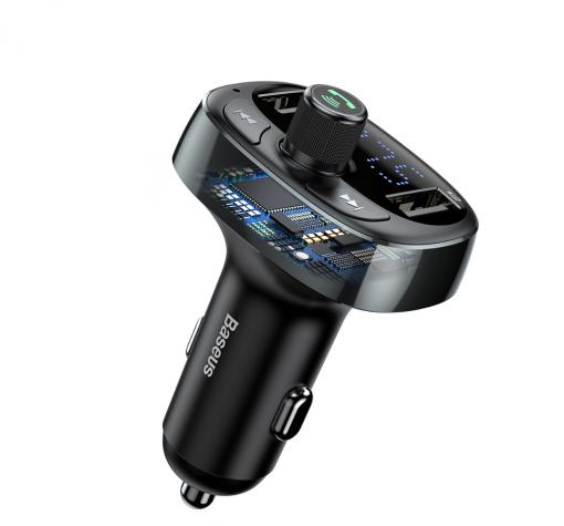 MP3 - FM Wireless transmiter BASEUS T-Type CCALL-TM01 / 2xUSB-A, QC 3.1A / FM трансмитер за кола