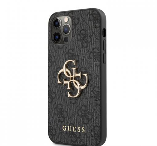 Оригинален гръб GUESS за Apple iPhone 12 Pro Max 6.7" - сив с черно