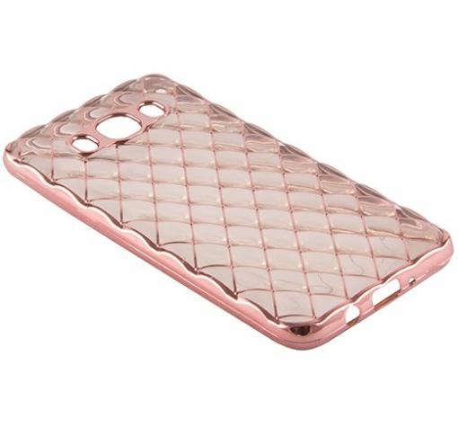 Силиконов калъф / гръб / TPU 3D за Samsung J3 / J3 2016 J320 - прозрачен с розов кант / ромб