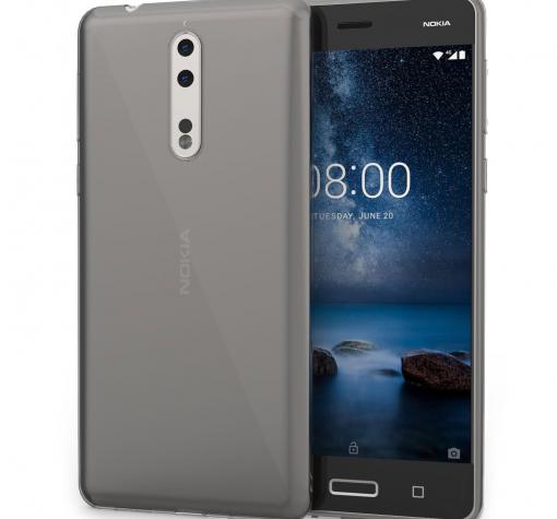 Ултра тънък силиконов калъф / гръб / TPU Ultra Thin за Nokia 8 2017 - прозрачен / сив