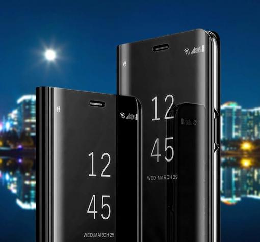 Луксозен калъф Clear View Cover с твърд гръб за Samsung A6 Plus 2018 - черен