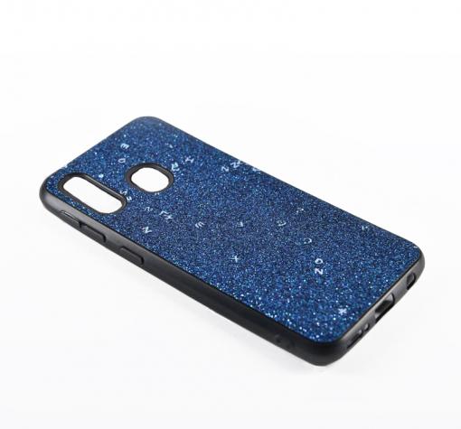 Луксозен силиконов калъф / гръб / TPU Sparking Case за Huawei P30 Lite - син брокат / черен кант