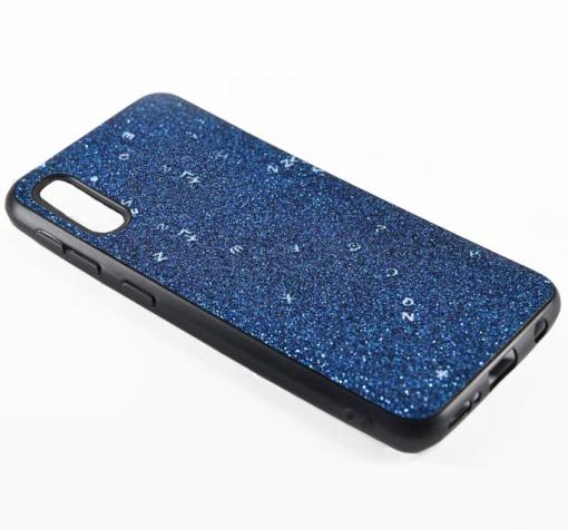 Луксозен силиконов калъф / гръб / TPU Sparking Case за Samsung A50 / A50S / A30S - син брокат / черен кант
