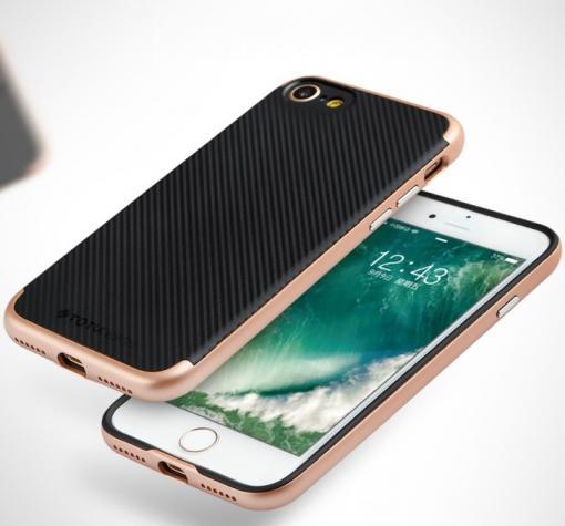 Луксозен силиконов гръб TOTU Design Pattern Series с твърда част за Apple iPhone 7 - черен / Rose Gold кант
