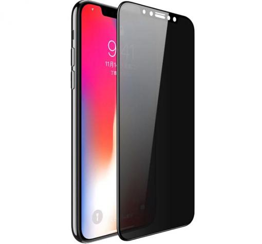 Privacy 5D full cover Tempered glass Full Glue screen protector Apple iPhone 11 Pro Max 6.5'' / Privacy Извит стъклен скрийн протектор с лепило от вътрешната страна за Apple iPhone 11 Pro Max 6.5'' - черен / прозрачен
