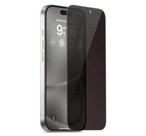 Privacy 5D full cover Tempered glass Full Glue screen protector iPhone 16 Pro Max / Privacy Извит стъклен скрийн протектор с лепило от вътрешната страна за iPhone 16 Pro Max - черен / прозрачен