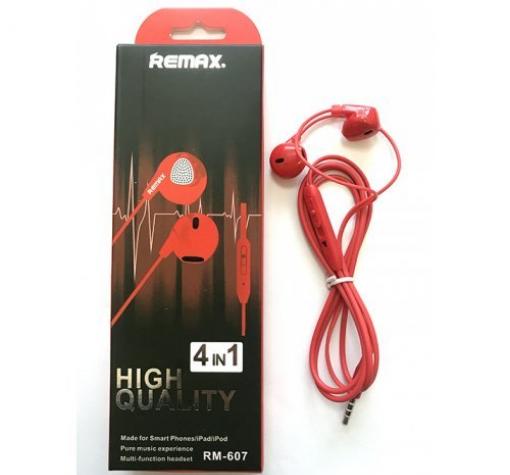 Оригинални стерео слушалки Remax RM-607 / handsfree / - червени