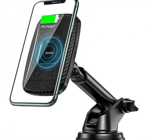 Магнитна стойка за кола с безжично зареждане Hoco CA75 Magnetic Wireless Fast Charging - черна