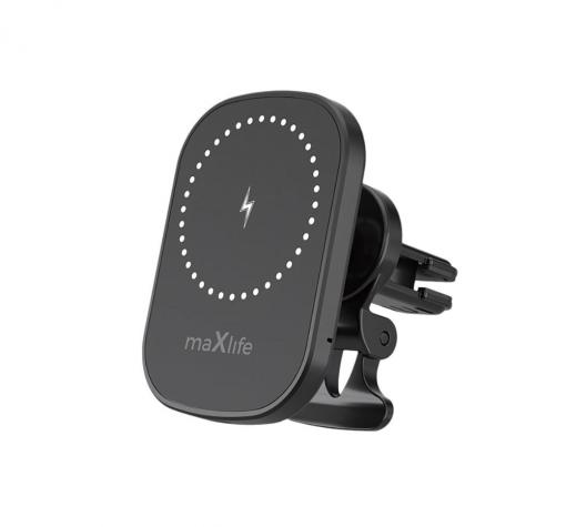 Стойка за кола за парното Maxlife MXCH-16 магнитна с безжично зареждане 15W