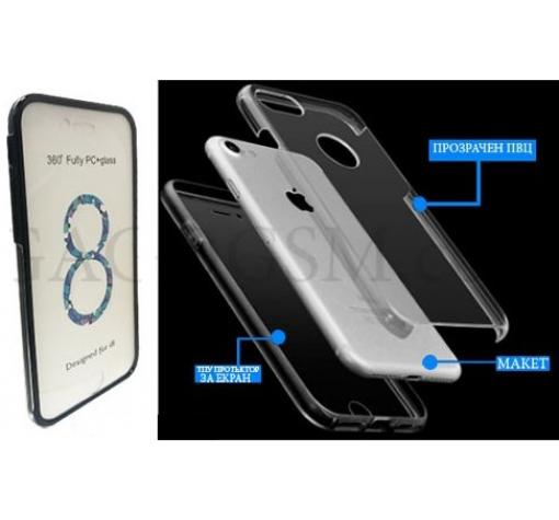 Tвърд гръб 360° със силиконова част за Apple iPhone X - прозрачен / черен кант / лице и гръб