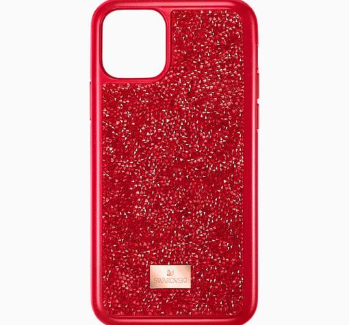Луксозен твърд гръб Swarovski за Apple iPhone 12 Pro Max 6.7" - червен / камъни