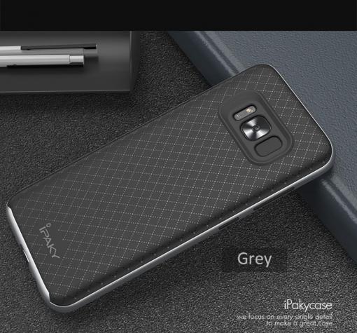 Оригинален луксозен гръб IPAKY за Samsung S8 G950 - черен / тъмно сив кант