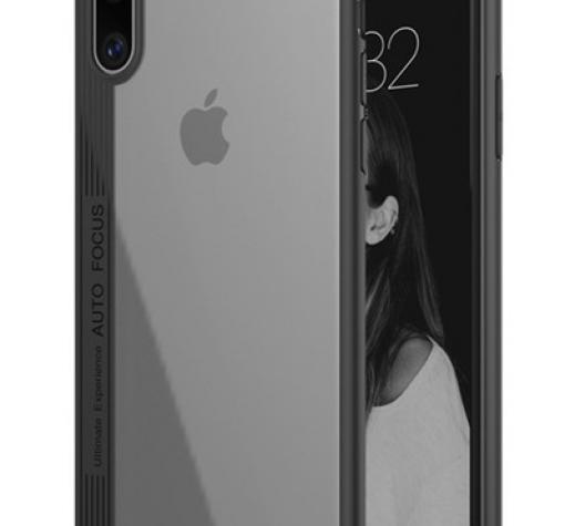 Луксозен твърд гръб VORSON със силиконов кант за Apple iPhone X - прозрачен / черен кант