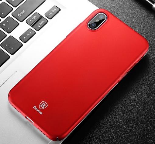 Луксозен твърд гръб Baseus Thin Case за Apple iPhone X - червен