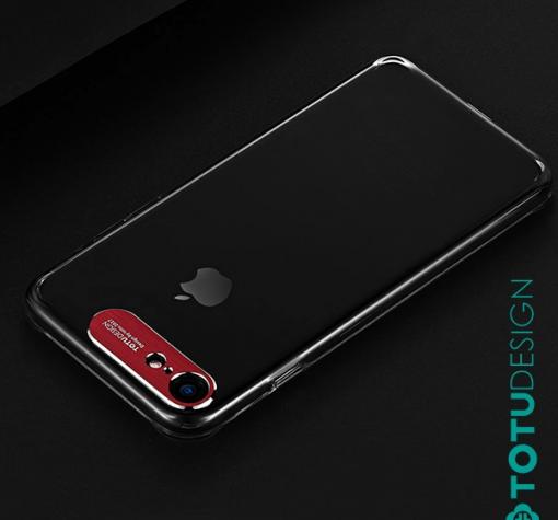 Луксозен гръб TOTU Design Sparkling Series за Apple iPhone 7 / iPhone 8 - прозрачен / червен кант
