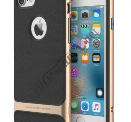 Луксозен силиконов калъф / гръб / Rock Royce Series за Apple iPhone 6 / iPhone 6S - черен със златен кант
