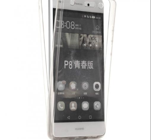 Силиконов калъф / гръб / TPU за Huawei Ascend P8 Lite / Huawei P8 Lite - прозрачен / 2 части / лице и гръб
