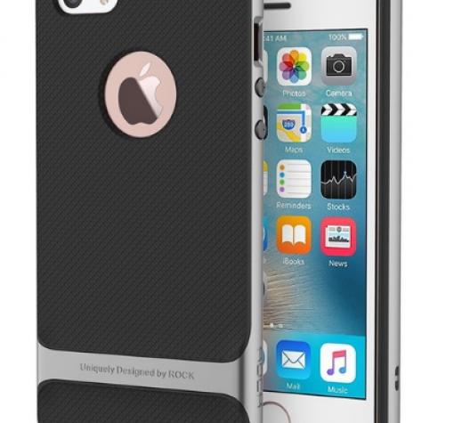 Луксозен силиконов калъф / гръб / Rock Royce Series за Apple iPhone 6 / iPhone 6S - черен със сив кант