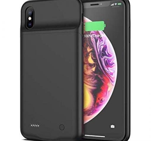Луксозен твърд гръб / външна батерия / Battery Power Bank за Apple iPhone XS Max - черен / 4000mAh